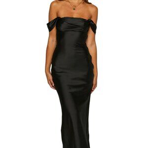 Satin Off The Shoulder Maxi Dress for Women Strapless Dresses Wedding guest